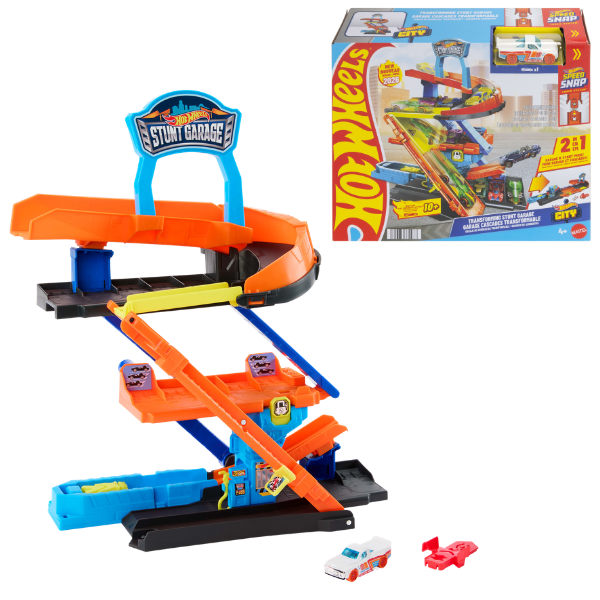 Set de joacă Hot Wheels „Garaj transformabil cu pistă și cascadorii” Set de joacă Hot Wheels „Garaj transformabil cu pistă și cascadorii”