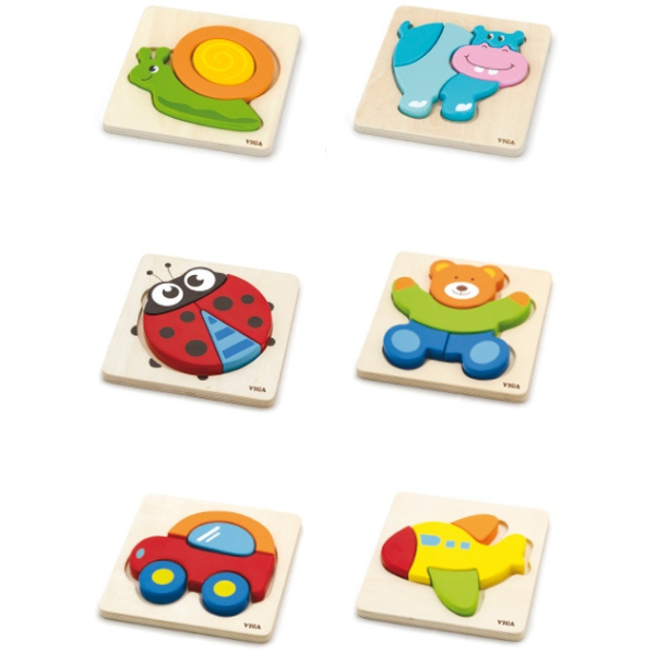 Set de mini-puzzle-uri din lemn cu suport, 12 buc. Set de mini-puzzle-uri din lemn cu suport, 12 buc.