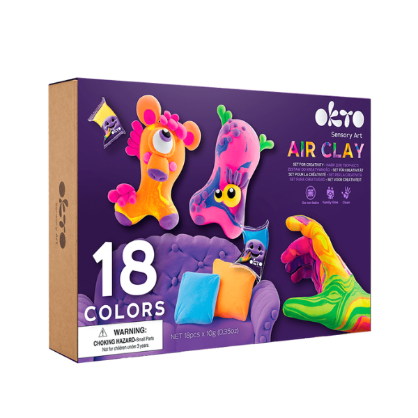 Set pentru creație din plastilină aerată Air Clay OKTO, 18 buc. × 10 g. Set pentru creație din plastilină aerată Air Clay OKTO, 18 buc. × 10 g.