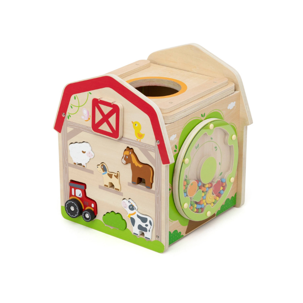 Cub educativ din lemn „Ferma”, 7 în 1 Cub educativ din lemn „Ferma”, 7 în 1
