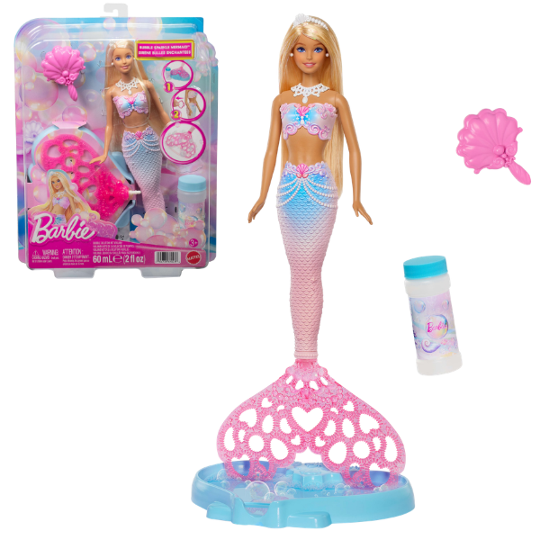 Păpușă Barbie „Sirenă strălucitoare”, cu funcție de făcut baloane de săpun