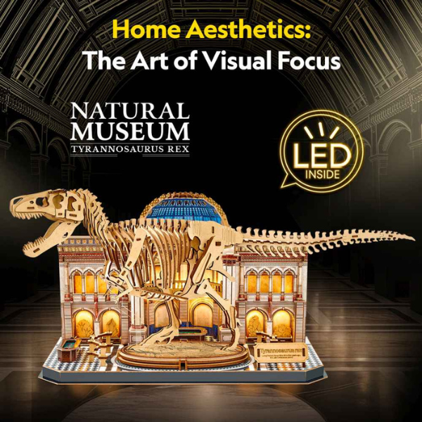 3D Puzzle „Muzeul de Științe Naturale – Tyrannosaurus Rex” cu iluminare LED, 262 elem. 3D Puzzle „Muzeul de Științe Naturale – Tyrannosaurus Rex” cu iluminare LED, 262 elem.