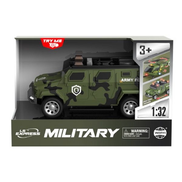 1:32 Mașină militară cu fricțiune (lumini /sunete) 1:32 Mașină militară cu fricțiune (lumini /sunete)
