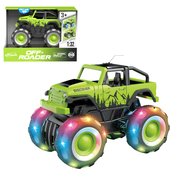 1:32 Monster Truck cu inerție (lumină/sunet), verde 1:32 Monster Truck cu inerție (lumină/sunet), verde