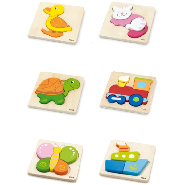 Set de mini-puzzle-uri din lemn cu suport, 12 buc. Set de mini-puzzle-uri din lemn cu suport, 12 buc.