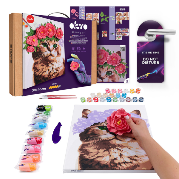 3D Pictură pe numere cu plastilină aerată Air Clay 30×40 сm – Pisicuță frumoasă
