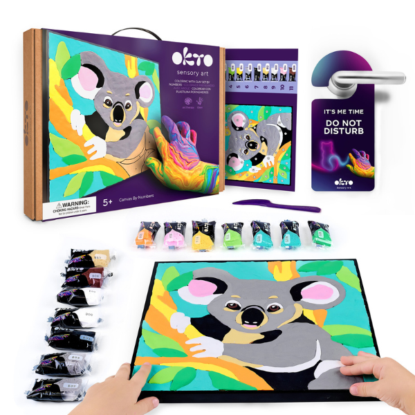 Pictură pe numere 3D cu plastilină aerată Air Clay 29×29 сm – Koala