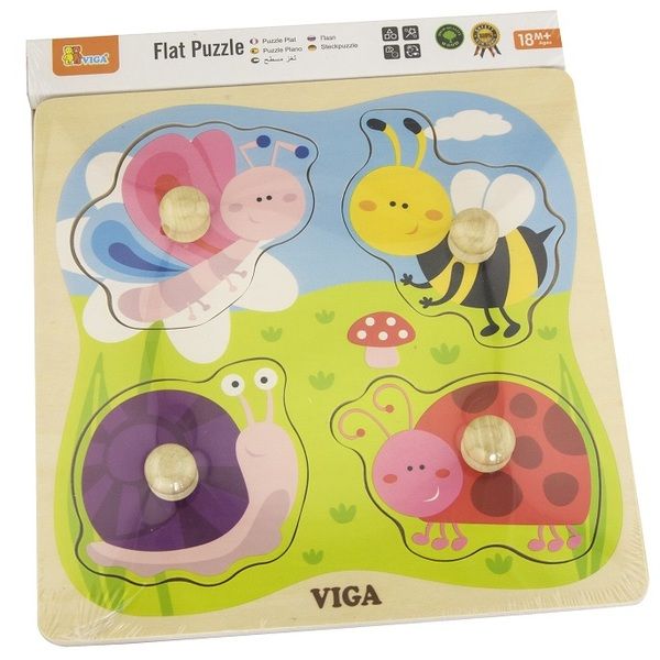 Puzzle din lemn cu buton „Insecte” Puzzle din lemn cu buton „Insecte”