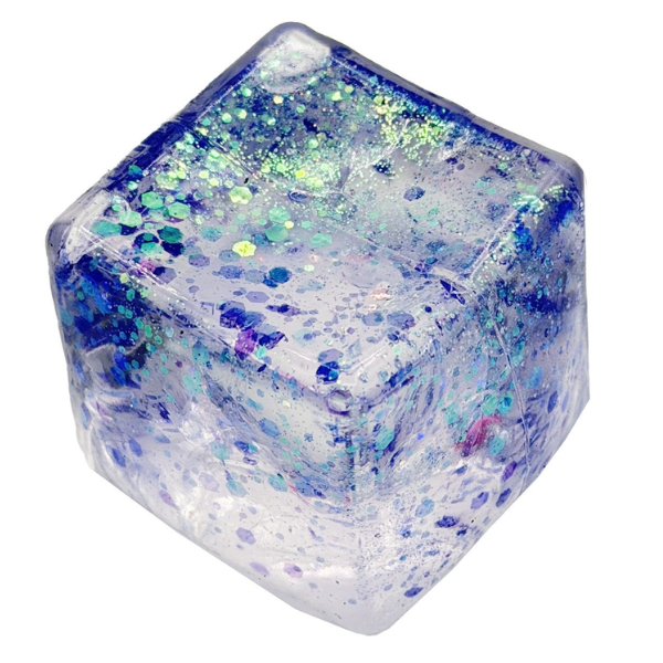 Cub antistres „Squish Stretch Ball” cu sclipici, 5×5×5 cm Cub antistres „Squish Stretch Ball” cu sclipici, 5×5×5 cm