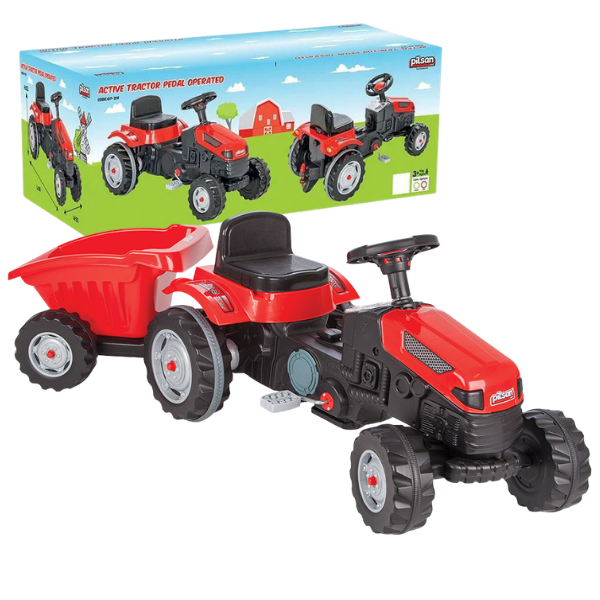 Tractor cu remorca ACTIVE, roșu Tractor cu remorca ACTIVE, roșu