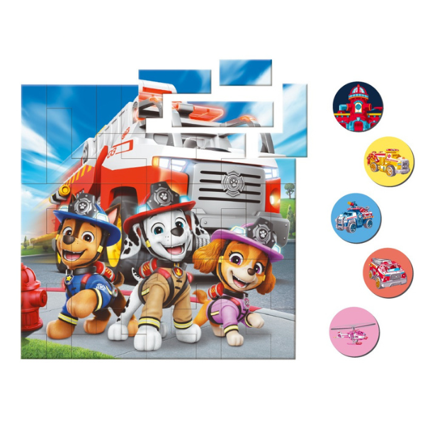 Puzzle magnetic „Pompierii”, seria Patrula cățelușilor, 40 elem. Puzzle magnetic „Pompierii”, seria Patrula cățelușilor, 40 elem.
