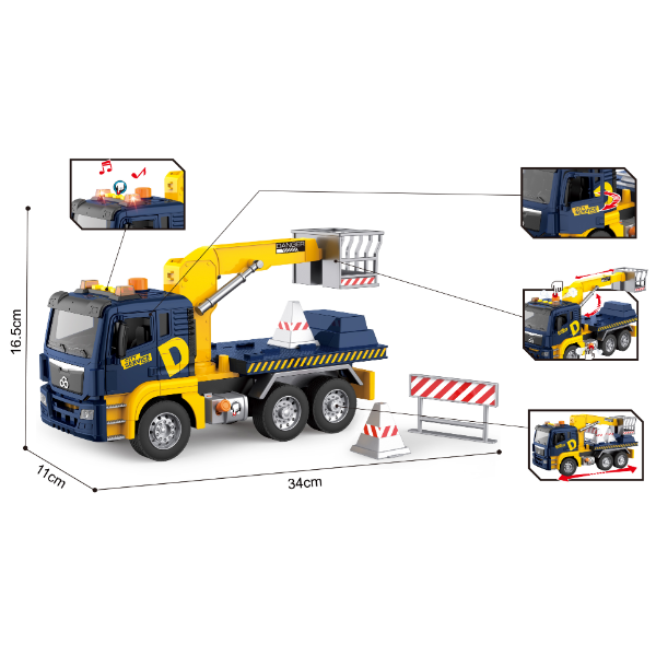 1:10 Camion de serviciu cu macara cu fricțiune (lumini /sunete) 1:10 Camion de serviciu cu macara cu fricțiune (lumini /sunete)