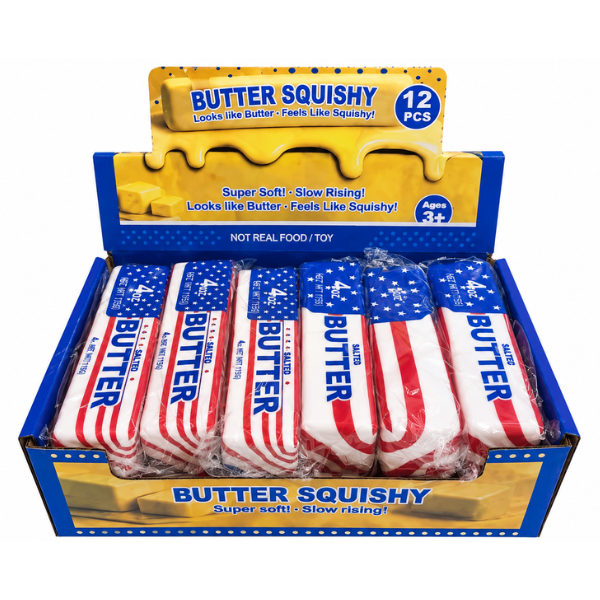 Jucărie antistres „Butter USA”, cu aromă de patiserie dulce, 14 cm Jucărie antistres „Butter USA”, cu aromă de patiserie dulce, 14 cm