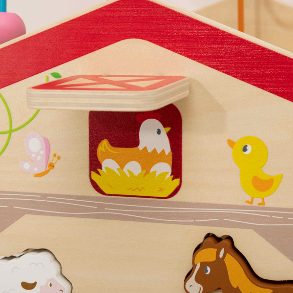 Cub educativ din lemn „Ferma”, 7 în 1 Cub educativ din lemn „Ferma”, 7 în 1