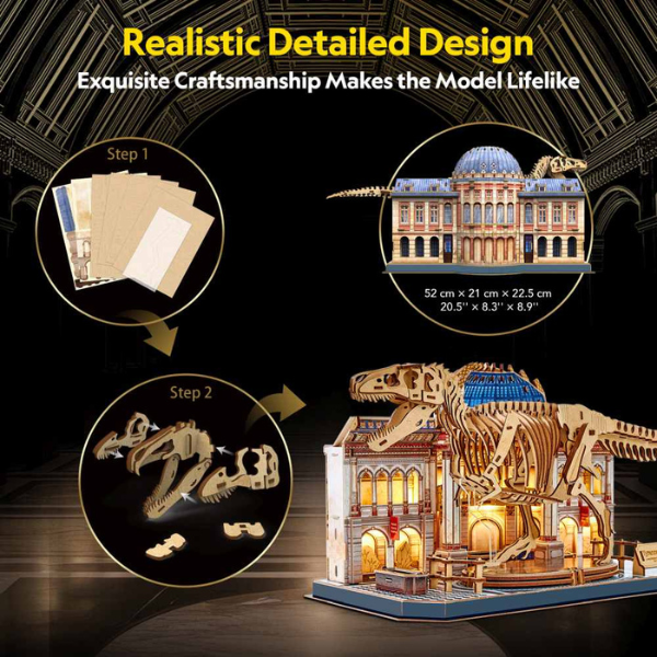 3D Puzzle „Muzeul de Științe Naturale – Tyrannosaurus Rex” cu iluminare LED, 262 elem. 3D Puzzle „Muzeul de Științe Naturale – Tyrannosaurus Rex” cu iluminare LED, 262 elem.