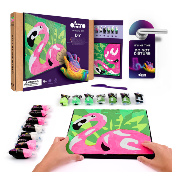 Tablou 3D pe numere din plastilină aerată Air Clay 29×29 cm – Flamingo Roz Tablou 3D pe numere din plastilină aerată Air Clay 29×29 cm – Flamingo Roz