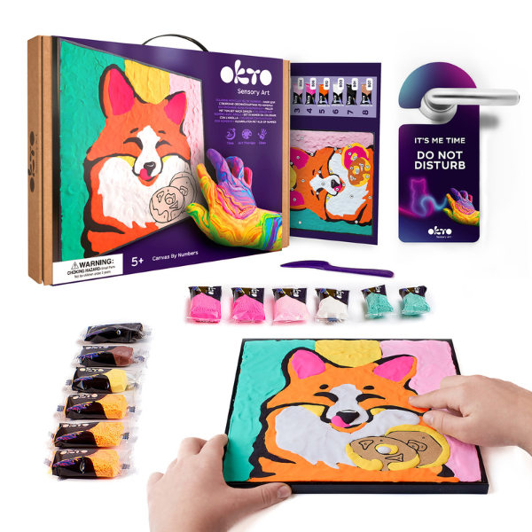 Pictură pe numere 3D cu plastilină aerată Air Clay 29×29 сm – Vulpea