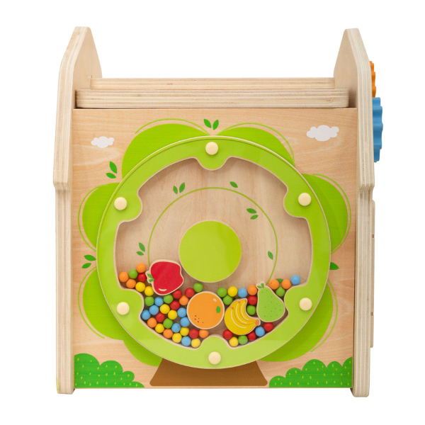 Cub educativ din lemn „Ferma”, 7 în 1 Cub educativ din lemn „Ferma”, 7 în 1