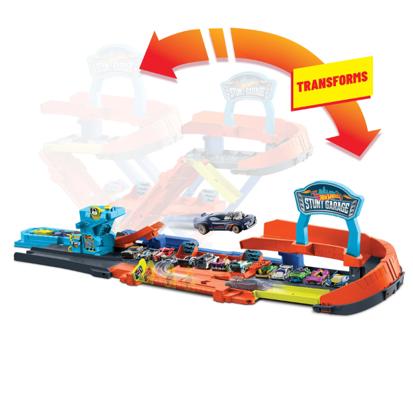 Set de joacă Hot Wheels „Garaj transformabil cu pistă și cascadorii” Set de joacă Hot Wheels „Garaj transformabil cu pistă și cascadorii”