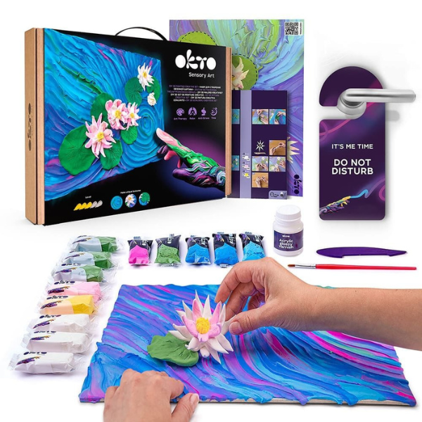 Tablou 3D cu plastilină aerată Air Clay 30×40 сm – Nuferi