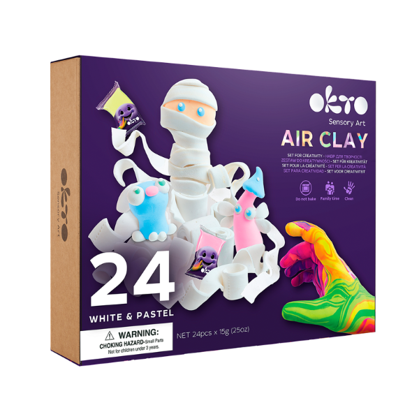 Set pentru creație din plastilină aerată Air Clay OKTO „Pastel”, 24 buc. x 10 g. Set pentru creație din plastilină aerată Air Clay OKTO „Pastel”, 24 buc. x 10 g.