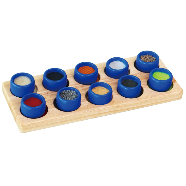 Sorter tactil din lemn Texturi, 10 elemente Sorter tactil din lemn Texturi, 10 elemente