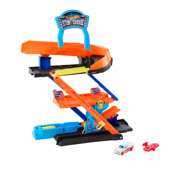 Set de joacă Hot Wheels „Garaj transformabil cu pistă și cascadorii” Set de joacă Hot Wheels „Garaj transformabil cu pistă și cascadorii”