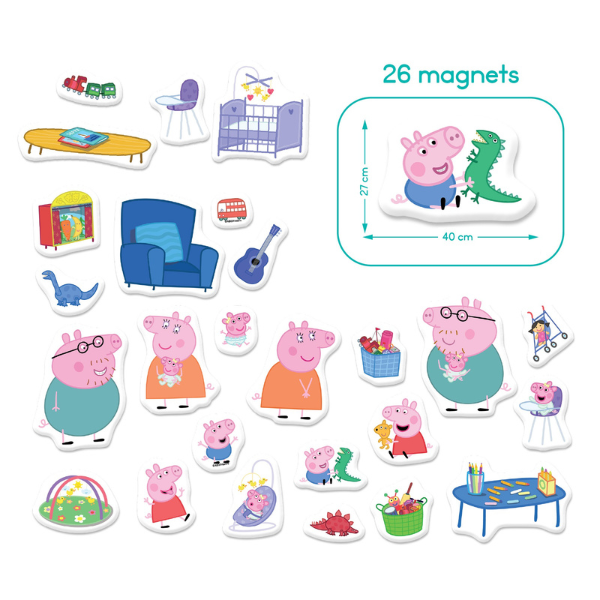 Joc de dezvoltare cu tablă magnetică, seria Purcelușa Peppa, 26 elem. Joc de dezvoltare cu tablă magnetică, seria Purcelușa Peppa, 26 elem.