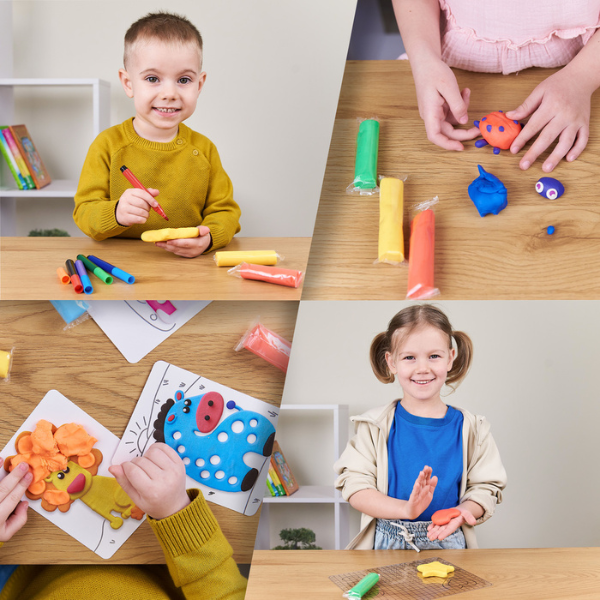 Set de plastilină pentru modelare Air Dough OKTO, 8 culori, 96 buc. Set de plastilină pentru modelare Air Dough OKTO, 8 culori, 96 buc.