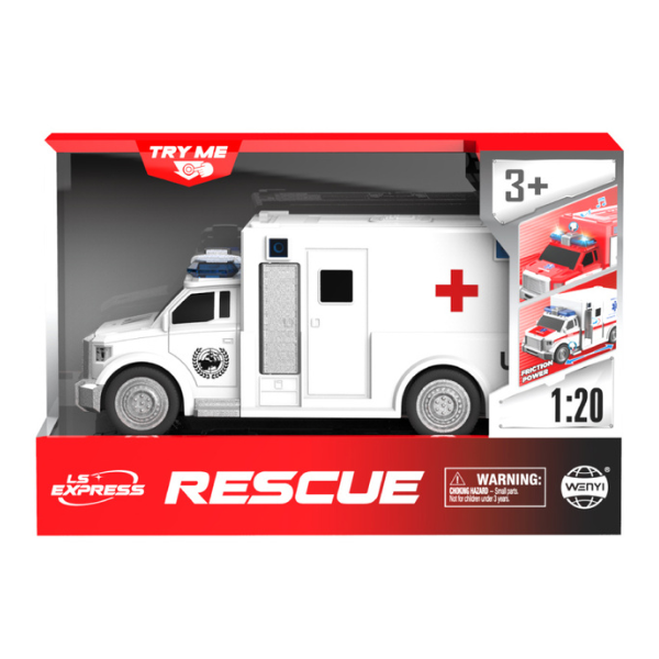 1:20 Ambulanță cu fricțiune (lumini / sunete) 1:20 Ambulanță cu fricțiune (lumini / sunete)