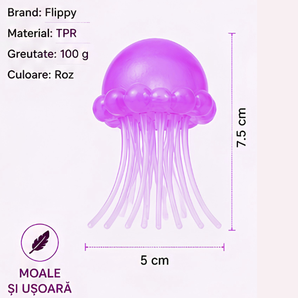 Jucărie antistres Squishy Flippy Meduză cu tentacule flexibile, violet, 100 g Jucărie antistres Squishy Flippy Meduză cu tentacule flexibile, violet, 100 g