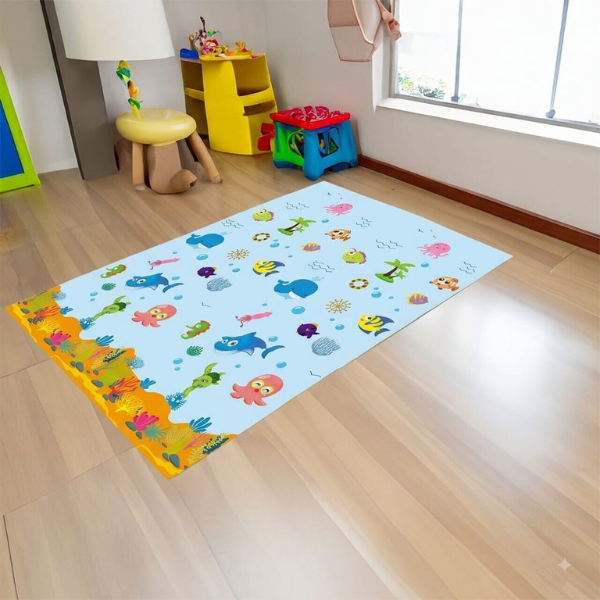 Covoras educativ cu 2 fete, impermeabil, marin, 180 x 120 x 1 cm Covoras educativ cu 2 fete, impermeabil, marin, 180 x 120 x 1 cm