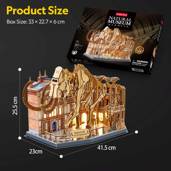 3D Puzzle „Muzeul de Științe Naturale – Mamut” cu iluminare LED, 463 elem. 3D Puzzle „Muzeul de Științe Naturale – Mamut” cu iluminare LED, 463 elem.