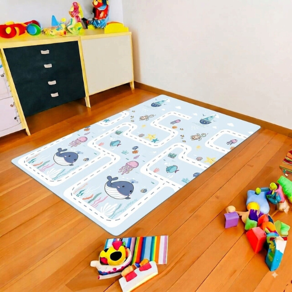 Covoras educativ cu 2 fete, impermeabil, marin, 180 x 120 x 1 cm Covoras educativ cu 2 fete, impermeabil, marin, 180 x 120 x 1 cm