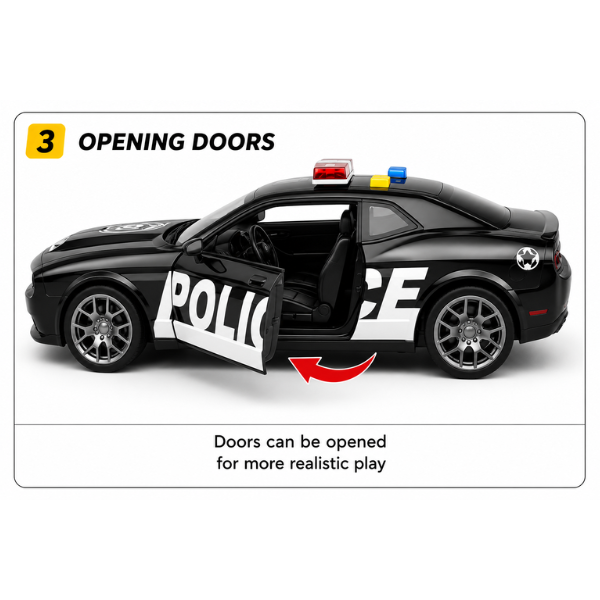 Mașină de poliție 1:18 (lumină / sunet) Mașină de poliție 1:18 (lumină / sunet)