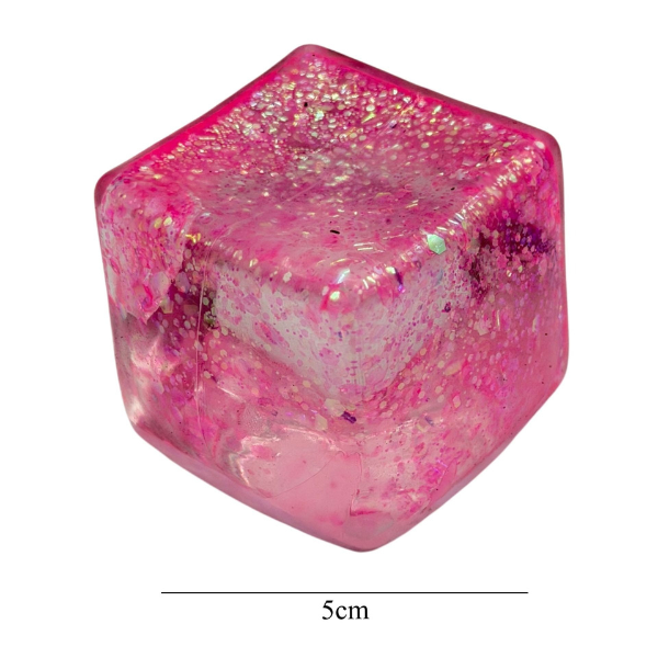 Cub antistres „Magic Glitter Ice Cube” cu sclipici, 5×5×5 cm Cub antistres „Magic Glitter Ice Cube” cu sclipici, 5×5×5 cm