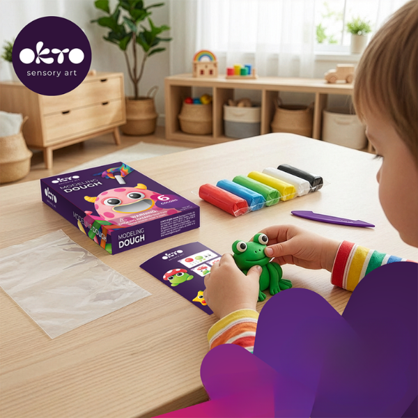 Set creativ cu plastilină aerată Air Clay OKTO, 6 buc × 6 g Set creativ cu plastilină aerată Air Clay OKTO, 6 buc × 6 g