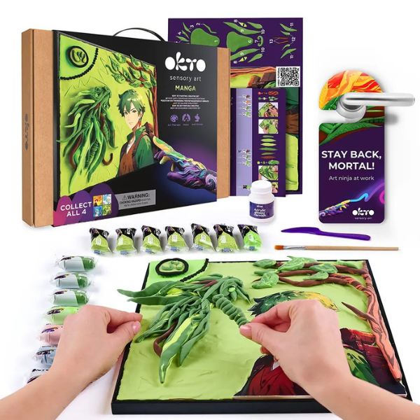 Tablou 3D cu plastilină aerată Air Clay 29×29 сm Manga – Pământ