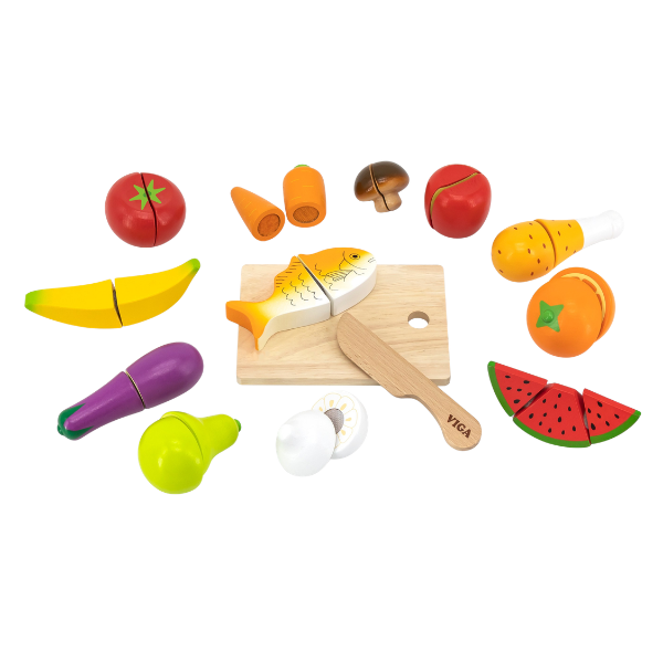 Set de joacă din lemn „Alimente pentru tăiat”, 12 piese Set de joacă din lemn „Alimente pentru tăiat”, 12 piese