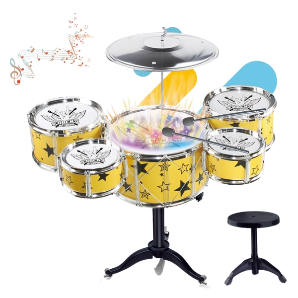 #01 Set de tobe pentru copii Jazz Drums cu scăunel, 58 cm #01 Set de tobe pentru copii Jazz Drums cu scăunel, 58 cm