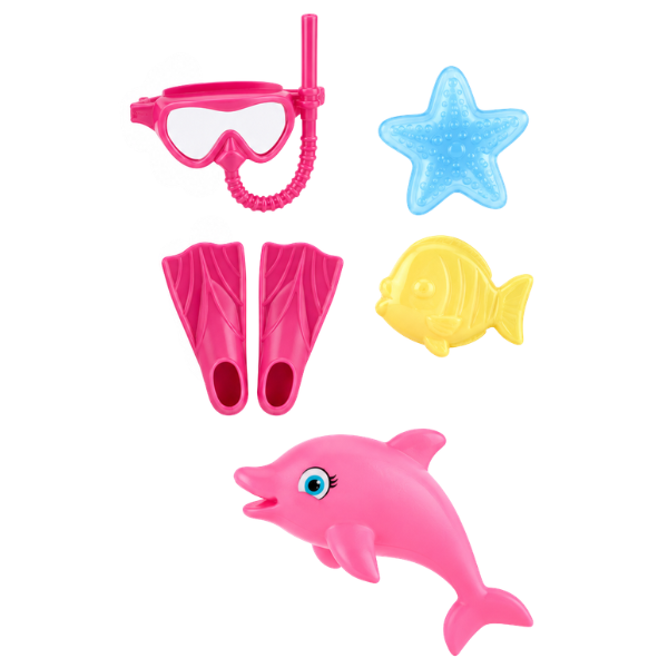 #01 Păpușă înotătoare cu delfin și accesorii, 29 cm #01 Păpușă înotătoare cu delfin și accesorii, 29 cm
