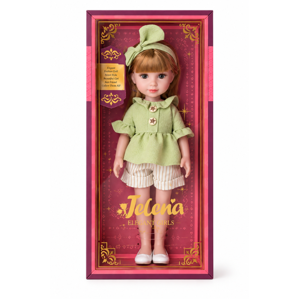 #01 Păpușă „Jelena” în ținută verde, 38 cm #01 Păpușă „Jelena” în ținută verde, 38 cm