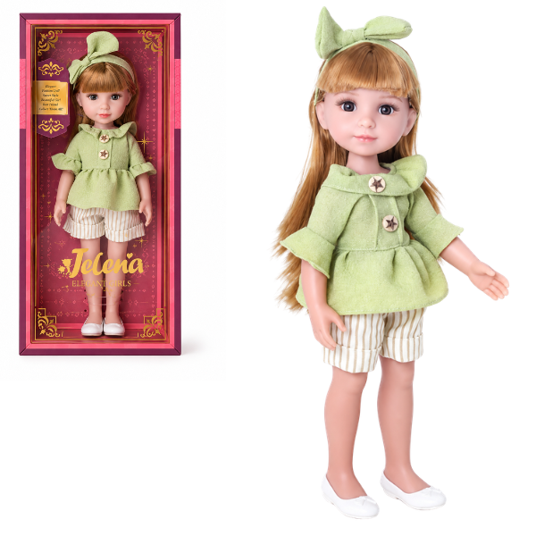 #01 Păpușă „Jelena” în ținută verde, 38 cm