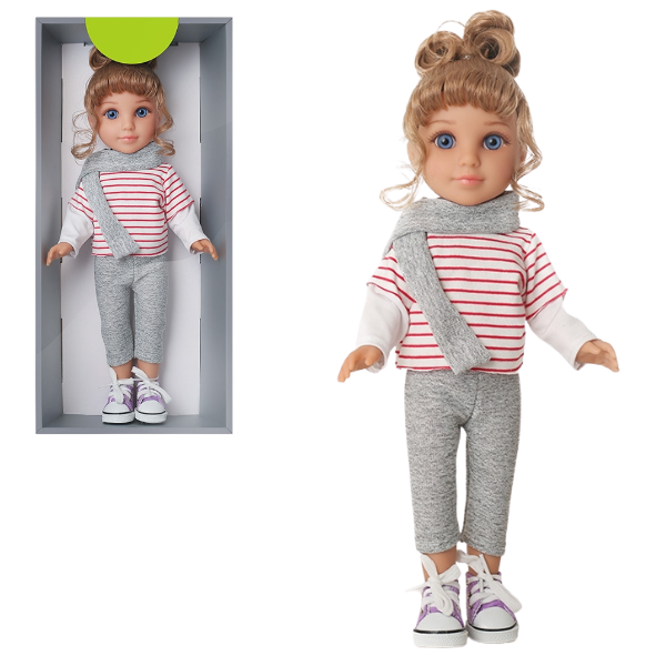 #01 Păpușă în ținută casual cu fular, 35 cm