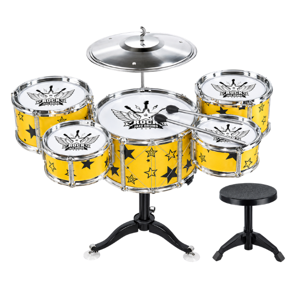 #01 Set de tobe pentru copii Jazz Drums cu scăunel, 58 cm #01 Set de tobe pentru copii Jazz Drums cu scăunel, 58 cm