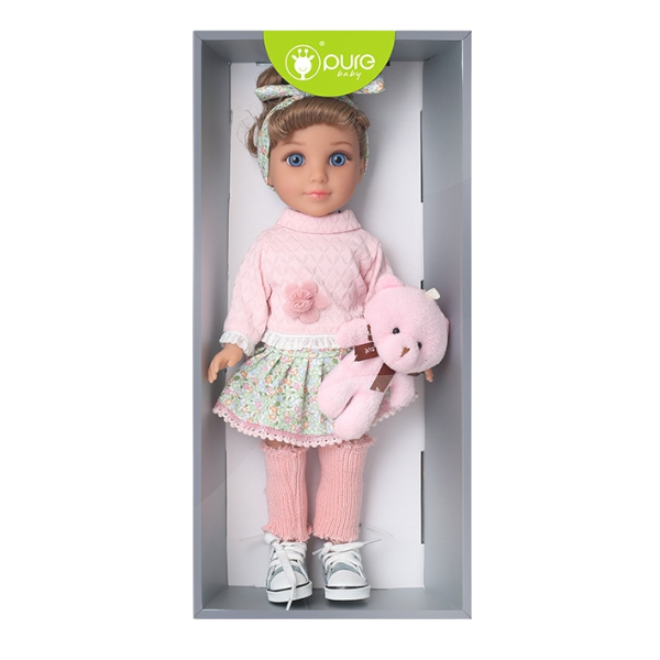 #01 Кукла с плюшевым мишкой в розовом наряде, 35 см #01 Кукла с плюшевым мишкой в розовом наряде, 35 см