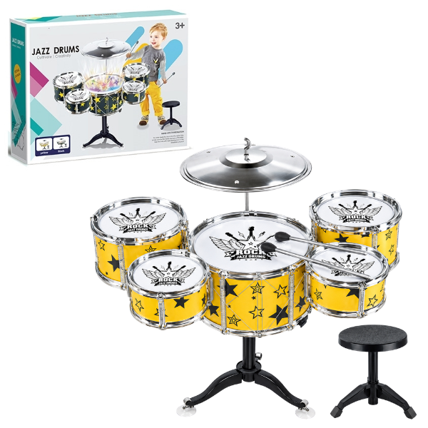 #01 Set de tobe pentru copii Jazz Drums cu scăunel, 58 cm