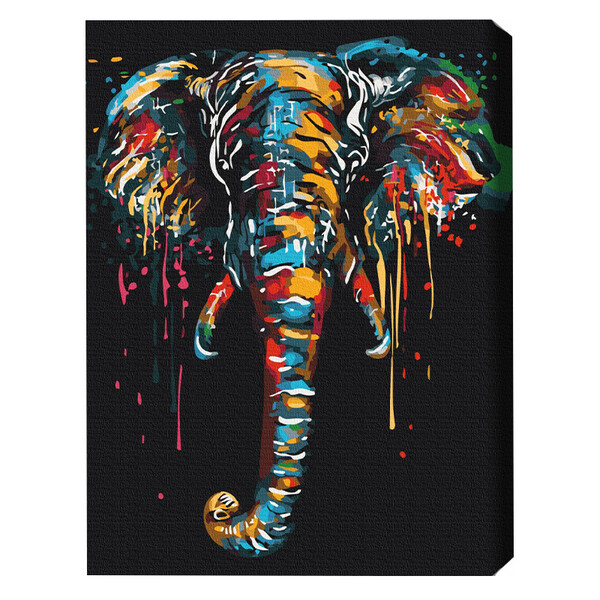 Pictură pe numere 40×50 cm (fără cutie) – Elefant în culori de curcubeu