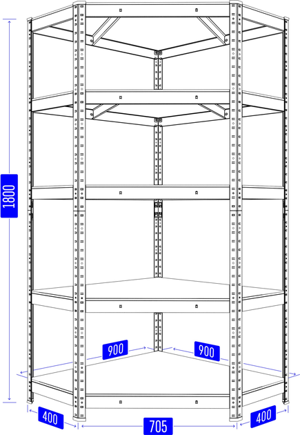 Raft metalic de depozitare Nex Budget 1800x700x400x425 mm, 5 rafturi MDF, colt, Antracit Raft metalic de depozitare Nex Budget 1800x700x400x425 mm, 5 rafturi MDF, colt, Antracit