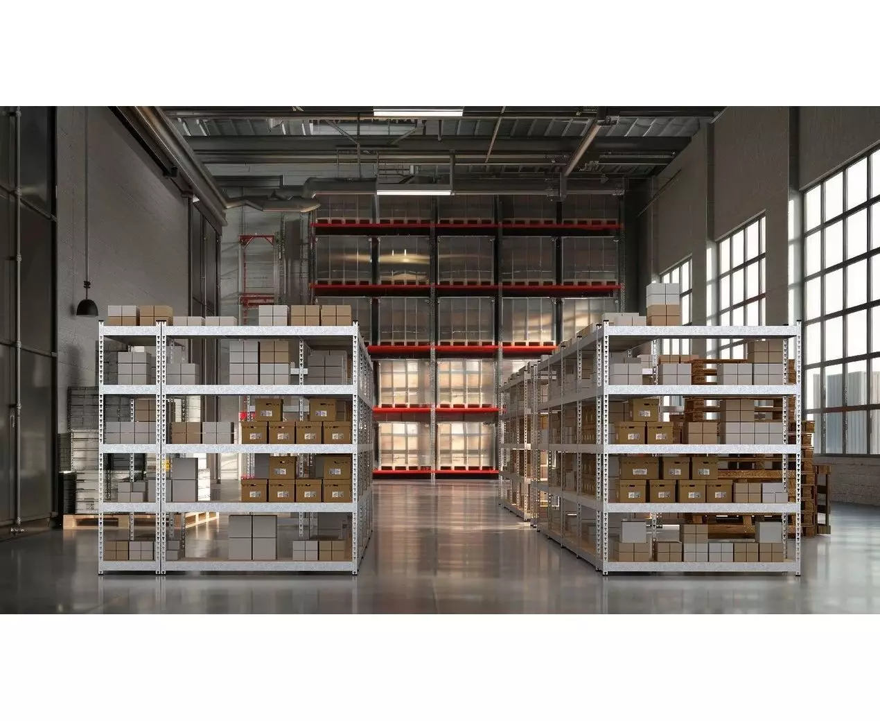 Raft metalic de depozitare Nex Titan 2160x1200x600 mm, 5 rafturi MDF, galvanizat Raft metalic de depozitare Nex Titan 2160x1200x600 mm, 5 rafturi MDF, galvanizat